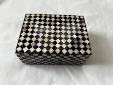 Egyptian Inlaid  Jewelry Box Handmade Brown Mother of Pearl 3.5