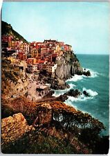 Le Cinque Terre Panorama Buildings on Cliffs Mountains Ocean Breeze Postcard picture