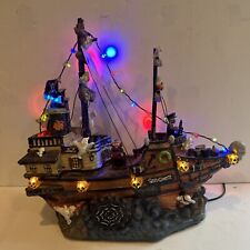 Rare Halloween LED Village Pirate Ship w/ Movement. With Box Lights Up W/ghosts picture
