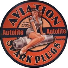 Autolite Aviation Spark Plugs Metal Sign, Vintage Aviation, Pilot Gift  SIG-0500 picture