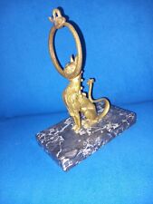 Antique EMPIRE 1810 Fire gilded Bronze LION SNAKE Pocket Watch Holder STAND Marb picture