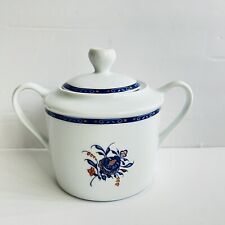 Ancienne Manufacture Royale Limoges France White Blue Sugar Bowl With Lid picture