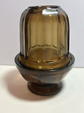 Vintage Viking Brown Amber Glass Arlington Pattern 2-Piece Fairy Lamp MINT RARE picture