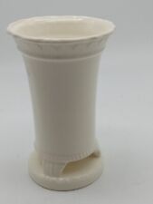 Vtg Japanese White Porcelain Vase/Brush Holder 1930s Cut Out Bottom 5 inch Tall picture