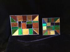 Vintage Mid Century Modern  Stained Glass  Mosaic Dishes (2) picture