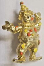 rare figural vintage Americana jewelry gold tone metal clown brooch 43210 picture