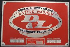 1960's -70's Dostal & Lowey  Co., Inc. Bottle Washer Approval Metal Plaque picture