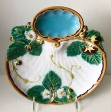 Antique 1870s Minton Majolica STRAWBERRY Serving Plate Dish Bowl Well Victorian picture