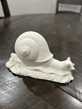 Vintage Alabaster Snail Italy Resin Snail w/ Full Detail White Italian Signed picture