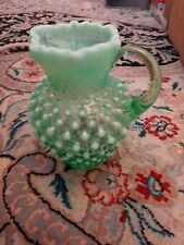 Vintage Fenton 1941 GREEN Opalescent Hobnail Pircher EXTREMELY RARE GLOWSA+ picture