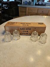 HOMCO Set of 4 Clear Ruffled Fluted Glass Peg Votive Cup Sconce Candle Holders  picture