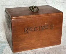 ✨ Vintage Rustic Primitive Kitchen Farmhouse Recipe Box Wood Brass Trinket Box ✨ picture