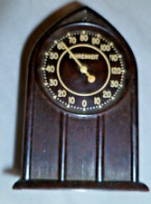 Vintage Miniature Thermoclock Bakelite Dashboard Cathedral Thermometer picture