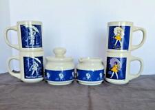 Vintage Morton Salt 4 Mugs, Sugar Bowl with Lid and Creamer picture