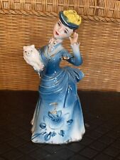 Vintage Lipper Mann Japan Figurine Blue Lady with Dog 8” picture
