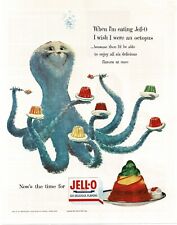 1954 JELL-O Gelatin Dessert  I Wish I Were An Octopus Blue art Vintage Print Ad picture