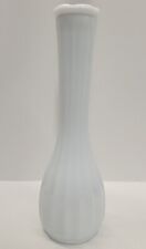 Vintage Milk Glass Vase Ribbed Marked CLG Co. 8.5 Inch Tall White Flowers Roses  picture