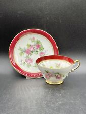 Stanley Tea Cup Saucer Pink Rose Vintage White Gold Red England picture