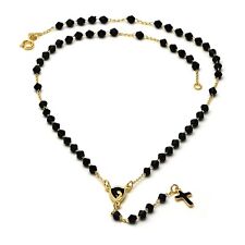 BEAUTIFUL ROSARY NECKLACE VIRGEN MARIA 18K GOLD OVER STERLING SILVER   picture