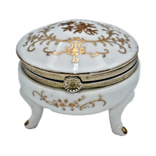 Parma By AAI TRINKET BOX Gold and White, A293--Vintage. Excellent Condition picture