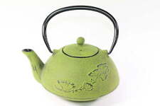 24 fl oz Green Ginkgo Leaf Japanese Cast Iron Teapot Tetsubin + Infuser Filter picture