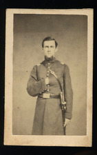 Armed Civil War Soldier Officer CDV Possibly Maine 1860s picture