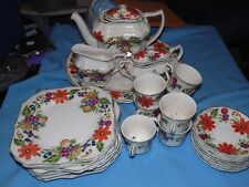 Vintage Steubenville China - 28 Pieces - Harvest Fruit Floral Teapot Cups Saucer picture
