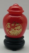 Vintage Glass Bottle Avon Oriental Peony Vase Sweet Honesty Cologne Perfume Red picture