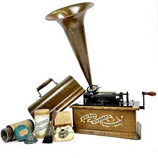 PRISTINE 1902 Edison Standard Cylinder Phonograph Brown Wax Recording Outfit picture
