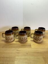 6 Vintage (1970s) Country Wheat & Flower Oven Proof 12 Ounce Coffee Mugs - Japan picture