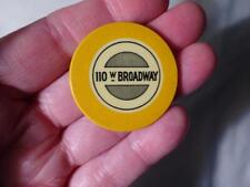 1925 RARE YELLOW 110 W BROADWAY CHICAGO ILL. C&S CREST & SEAL POKER CHIP VG picture