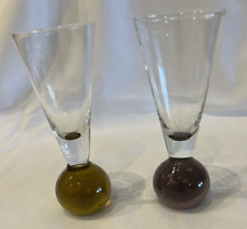 HTF LOT OF 2-2 oz BULLICANTE CONTROLLED BUBBLE SHOT GLASSES AMBER & AMETHYST picture