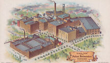Vintage 1935 Aerial View Pabst Breweries Milwaukee color card Blue Ribbon Beer picture