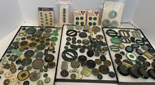 Antique Green Buttons/ Buckles, Celluloid Bakelite Early Plastics Art Deco #1698 picture