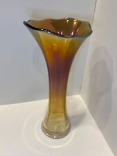 Imperial Swung Vase Iridescent Smoke Colored Smooth Panel Stretch Carnival Glass picture