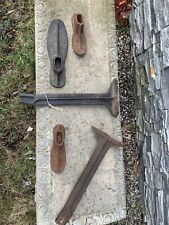 2 Antique Cast Iron Cobbler Shoe Forms Repair Tool Shoemaker 14” Stands 3 Forms picture