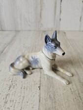 Vintage German Shepherd dog puppy statue figurine porcelain blue Japan picture