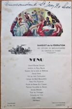 Menu: French 1937 Fire Fighters Banquet w/Champagne Deleck Advertising picture