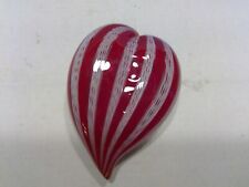 Vintage Made in Italy Venezia Murano Ribbon Glass Heart Paperweight picture