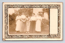 RPPC Women in Dresses Pose for Outdoor Photo Art Nouveau Border Postcard picture