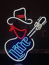 New Miller Lite Cowboy Guitar Beer Lamp Neon Light Sign 20