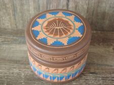 Navajo Indian Hand Etched Pottery Jewelry Trinket Box Signed Gilmore picture
