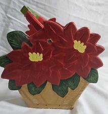 Vintage Wood Hand Painted Poinsetta Basket Christmas Decoration picture