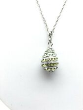 Silver and green Egg Pendant Necklace with crystals by Keren Kopal picture