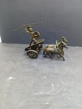 ❤️ VTG Bronze  Roman Gladiator Chariot with 2 Horses Sculpture See Description  picture
