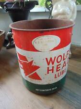 vintage early 60's WOLF'S HEAD 35 LB LUBE CAN BUCKET w/plastic handle no lid picture