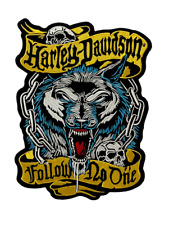 Harley  Lone Wolf Patch - 10'' Large Embroidery Patches  jacket back  - Sew On picture