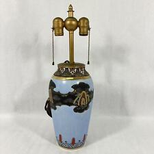 Antique Hand Painted Chinese Dbl Bulb Ginger Jar Electric Lamp Landscape Scene picture