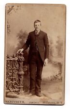 ANTIQUE CDV CIRCA 1880s J.L. SKRIVSETH HANDSOME YOUNG MAN HILLSBORO NORTH DAKOTA picture