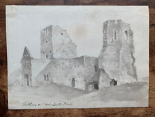 Old English Castle Antique Watercolor Painting Art Antique Drawing picture